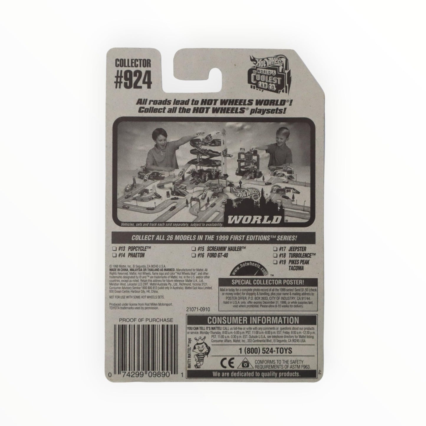 Hot Wheels Pikes Peak Tacoma - 1999 1st Editions #19 of 26 Vehicles Collector #924