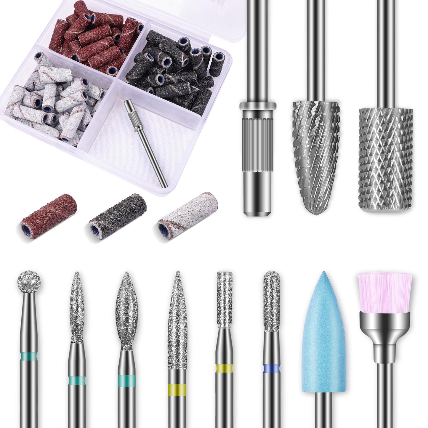 10pcs Carbide Nail Drill Bits Set: Professional Cuticle Bit for Efile Nail Drill with 75pcs Small Sanding Bands (#80#120#180) & Mandrel Bit Acrylic Beauty and Personal Care Depvko Default Title