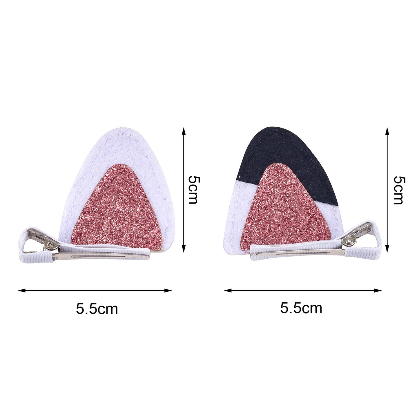 2 Pcs Cat Ears Hair Clips for Girls Cute Glitter Cat Ear Hair Pins Animal Hair Pins Barrettes for Girls Sparkly Alligator Hair Clips for Baby Girls