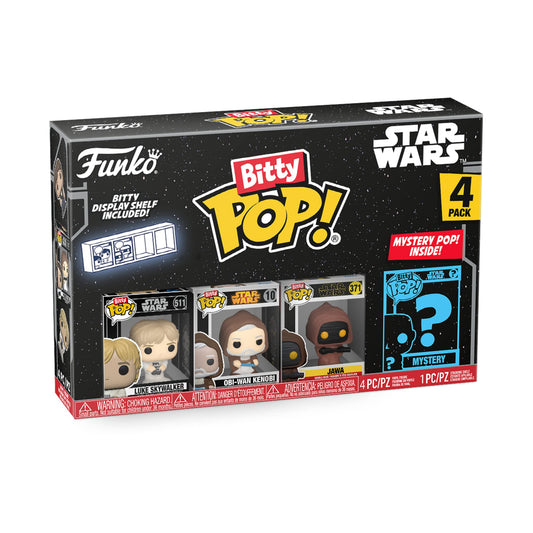 Funko Bitty POP! Star Wars - Luke, 4-Pack - Luke Skywalker, OBI-Wan Kenobi, Jawa and A Surprise Mystery Mini Figure - 0.9 Inch (2.2 Cm) Collectable…