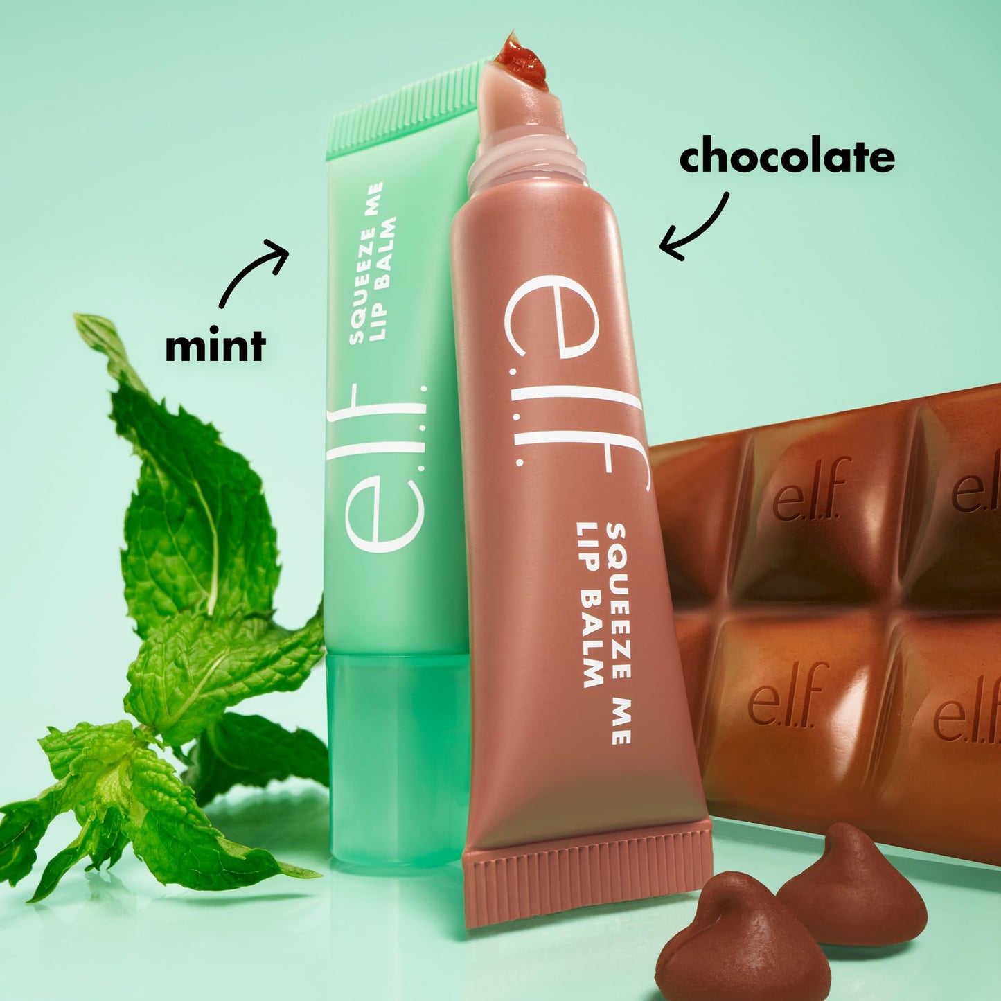e.l.f. Squeeze Me More Lip Balm Duo, Moisturizing Balm For A Sheer Tint Of Color, Made With Hyaluronic Acid, Vegan & Cruelty-Free, Mint & Chocolate Beauty and Personal Care e.l.f.