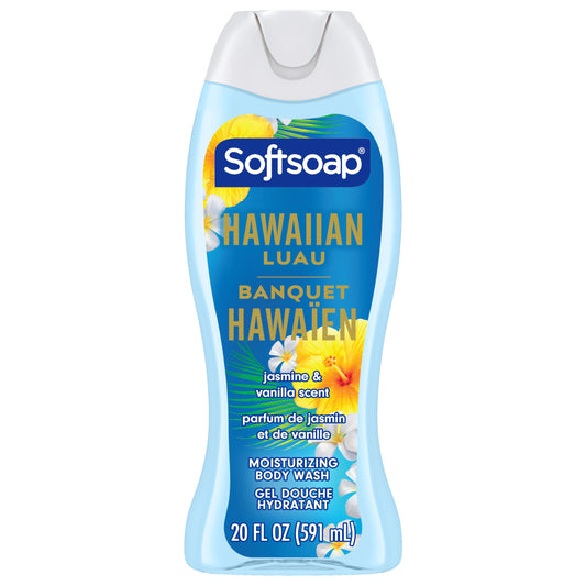 Softsoap Hawaiian Luau Moisturizing Body Wash, pH Balanced, Jasmine and Vanilla Scent, 20 fl oz