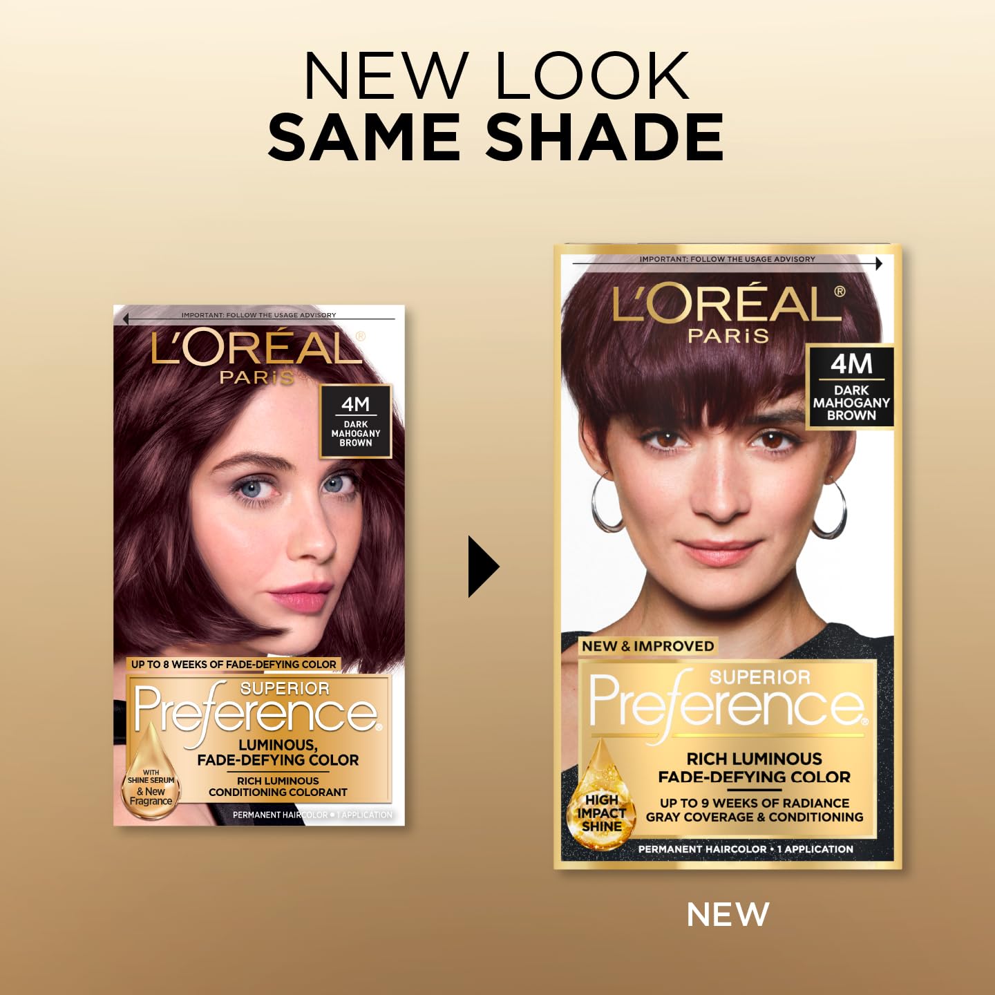 L'Oreal Paris Superior Preference Luminous Fade-Defying Permanent Hair Color, Hair Dye For Up to 9 Weeks of Radiance, Dark Mahogany Brown 4M, 1 Hair