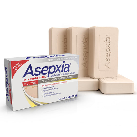 Asepxia Acne Treatment Neutral Hypoallergenic Bar Soap | 2% Salicylic Acid Cleanser, Removes Impurities & Excess Oil, Soothes Skin with Natural