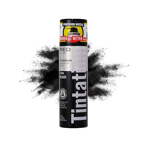RED by Kiss Tintation Temporary Hair Color Spray, Extra Large Size, Instant Gray Root Cover Up, Water-Resistant, Smudge-Proof, Hairline & Barber