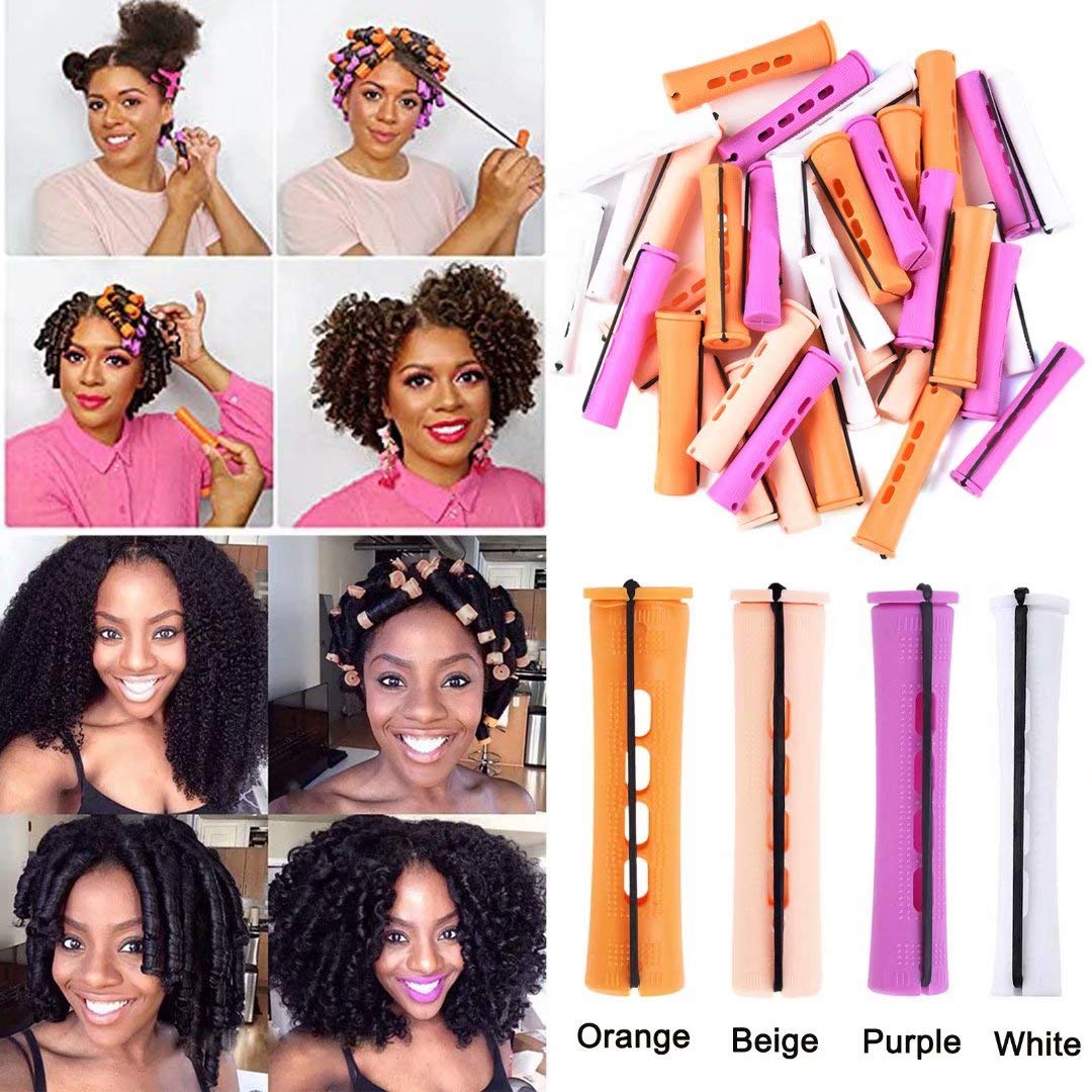40pcs Perm Rods Set for Natural Hair 4 Sizes Cold Wave Rods Hair Rollers for Women Curling Rods for Long Medium Small Hair Curler Styling DIY