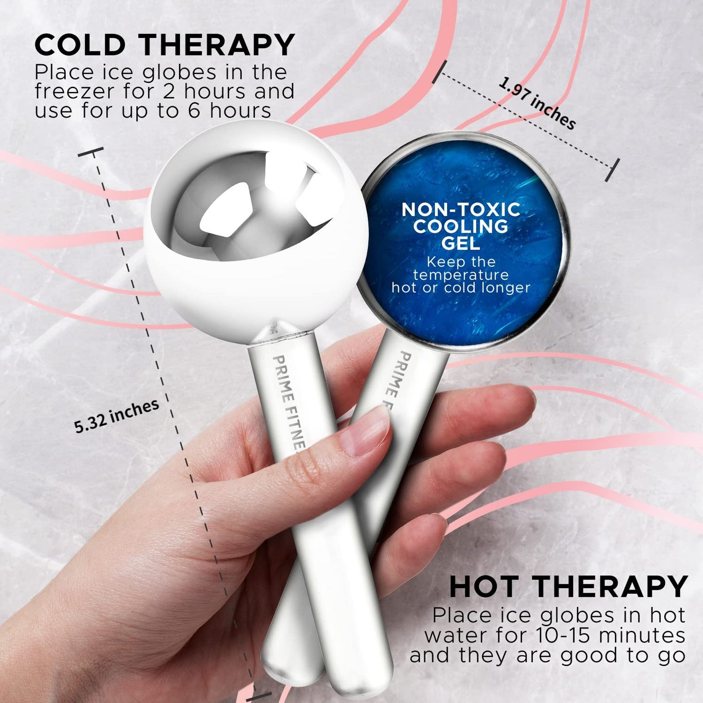 Ice Globes for Facials | Unbreakable Steel Cooling Roller | Cryo Sticks for Face | Massager for Face Neck & Eyes | Skin Care for Dark Circles