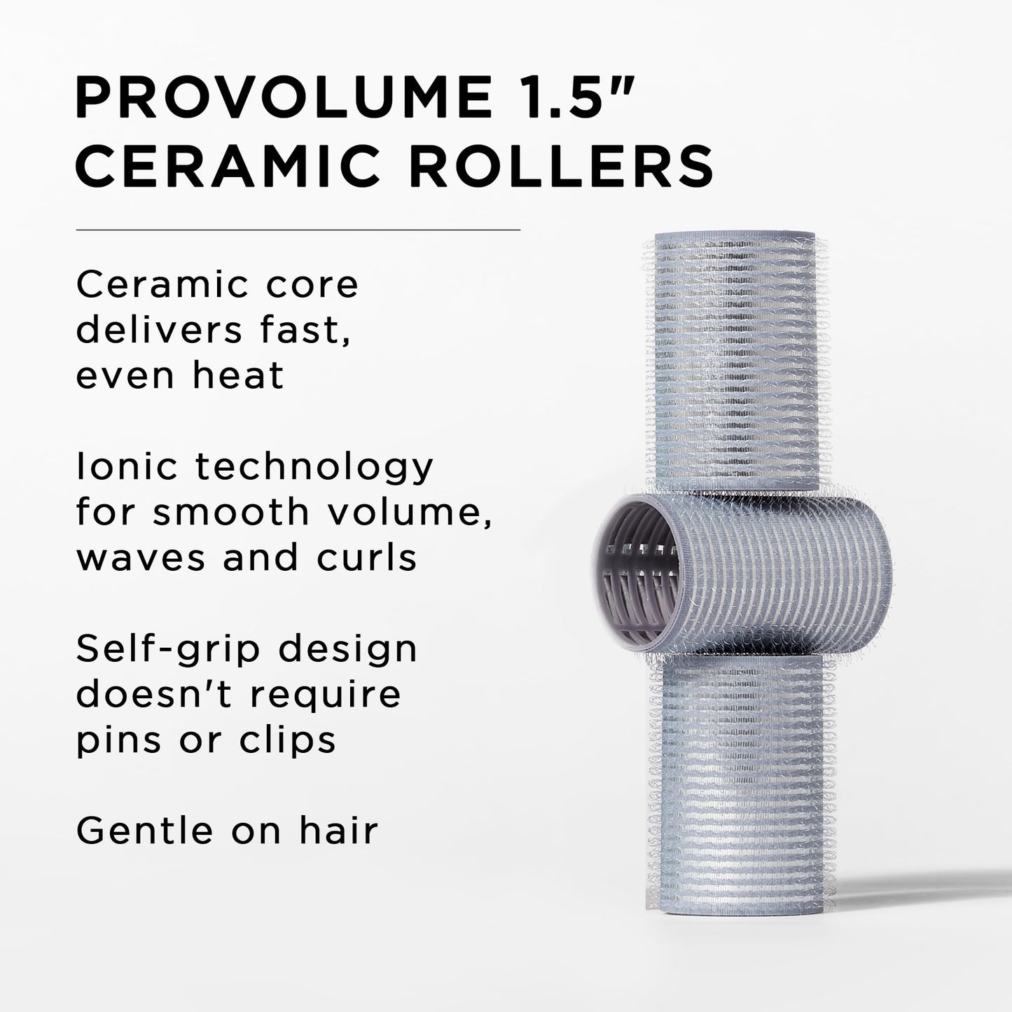 Fromm ProVolume 1.5" Self-Grip Ceramic Ionic Thermal Hair Rollers, 3 Count Salon Quality Hair Curlers for Short, Medium and Long Hair