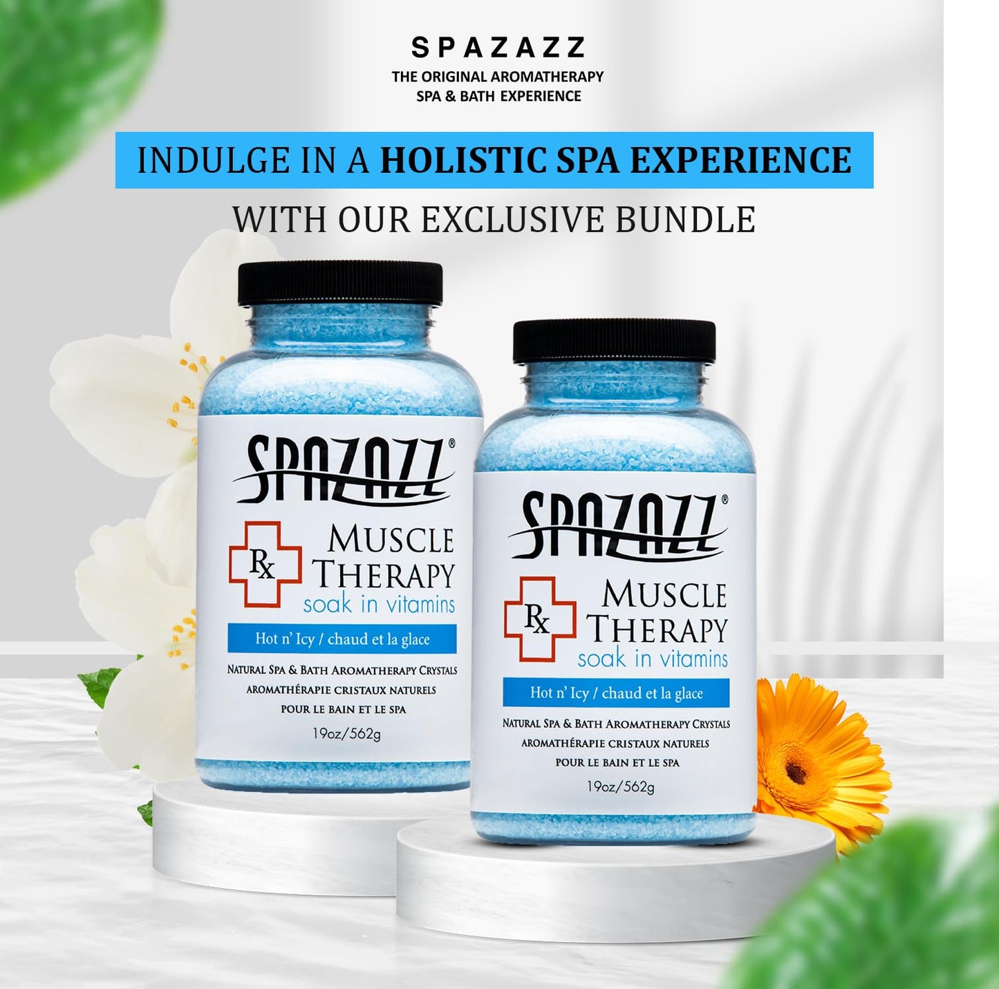 Spazazz Armotherapy Hot Tub Rx Muscle Therapy Natural Spa & Bath Salt Crystals 19oz- Hot 'N ICY - with Magnesium & Arnica - Safe for All Spa and Hot Beauty and Personal Care Spazazz