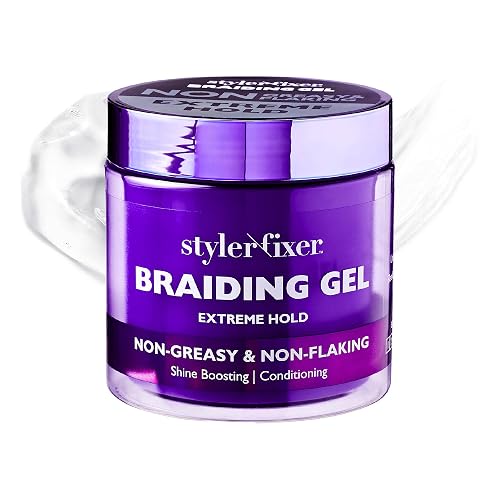 Red by Kiss Styler Fixer Braiding Gel Enhanced - Extra Firm Hold, Anti-Flaking, High Shine, Infused with Advanced Botanicals for Strong, Nourished