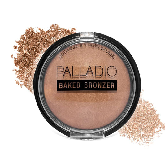 Palladio Baked Bronzer, Highly Pigmented and Easy to Blend, Shimmery Bronzed Glow, Use Dry or Wet, Lasts all day long, Provides Rich Tanning Color
