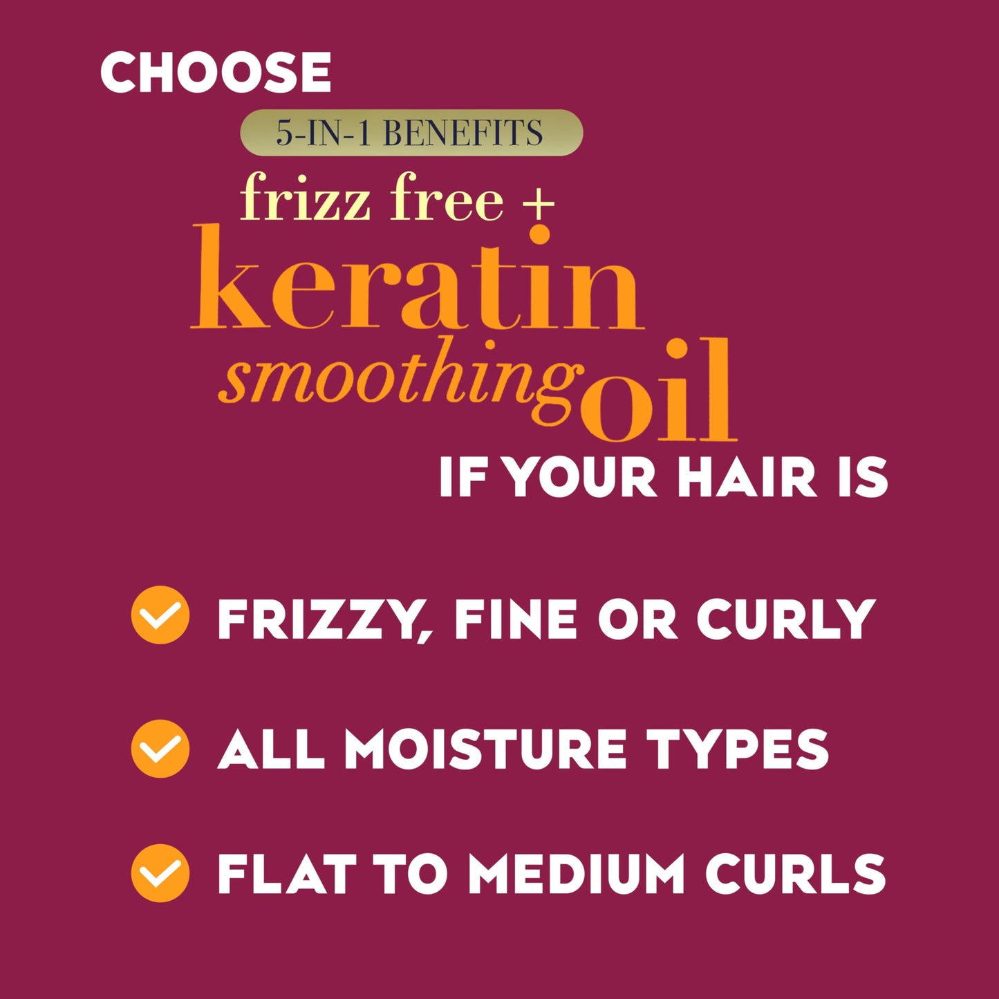 OGX Frizz-Free + Keratin Smoothing Oil Conditioner, 5 in 1, for Frizzy Hair, Shiny Hair, 13 Fl Oz