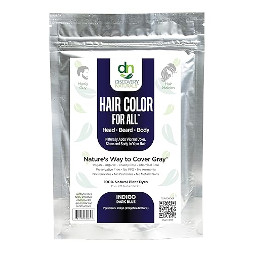 Indigo Dark Blue Hair Color For All Kit | 100% All Natural Hair Dye & Beard Dye Powder Kit Organic, Herbal & Vegan Chemical & Cruelty Free Permanent