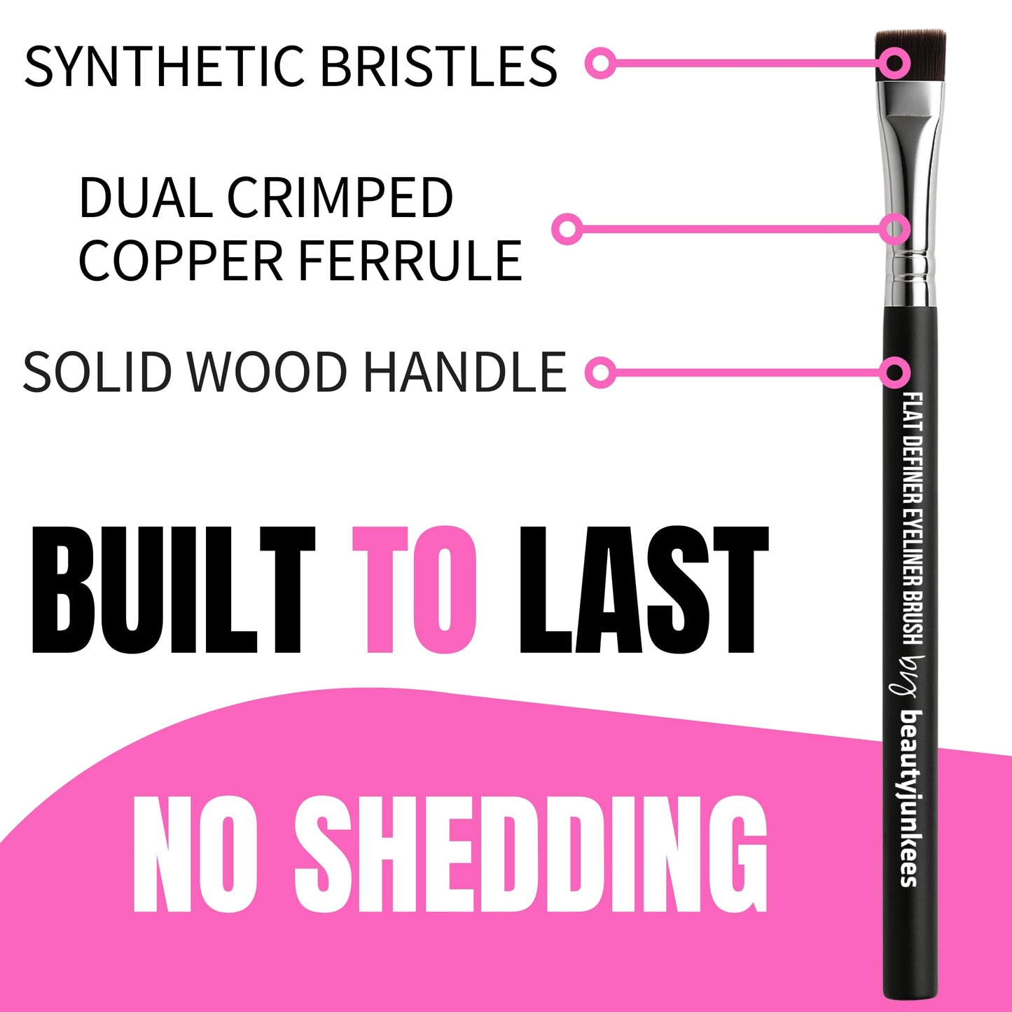 Beauty Junkees Flat Eyeliner Brush - Professional Precision Makeup Brush for Sharp Eye Liner, Eyebrow Shaping & Concealer Application