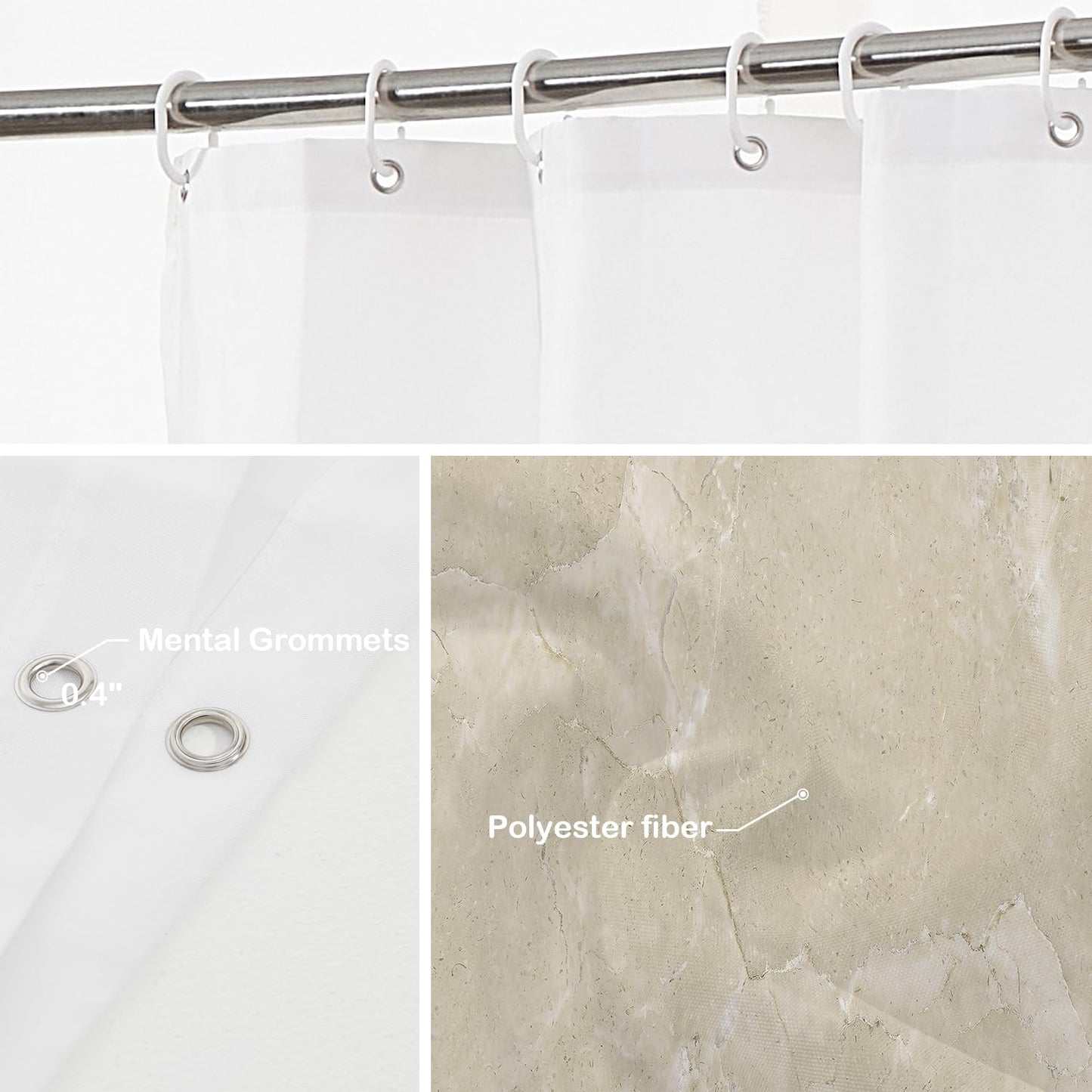 Batmerry Beige Cream Marble Decorative Shower Curtain, Beige Cream Marble Yellow Shower Curtain for Shower Stall Bathtubs Bathroom Decor Waterproof…