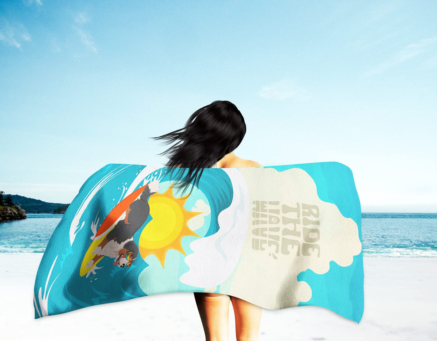Caroline's Treasures MLM1189TWL3060 Surfer Dog Bernese Mountain Dog Premium Beach Towel Oversized Towel Beach Blanket, Pool, Beach Essentials, Yoga…