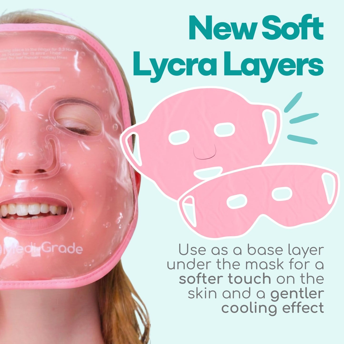 Medi Grade Cooling Ice Face Mask and Cooling Eye Mask for Puffy Eyes, Pink - Self Care Face Ice Pack with ChillGel Face Ice Mask Technology - Cooling Beauty and Personal Care Medi Grade