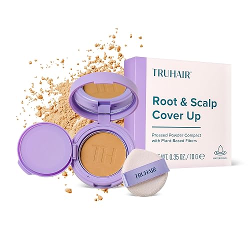 TRUHAIR Root & Scalp Cover Up Pressed Powder Compact, Waterproof Hair Coverage for Gray Roots and Thinning Areas, 0.35 Oz (Blonde)
