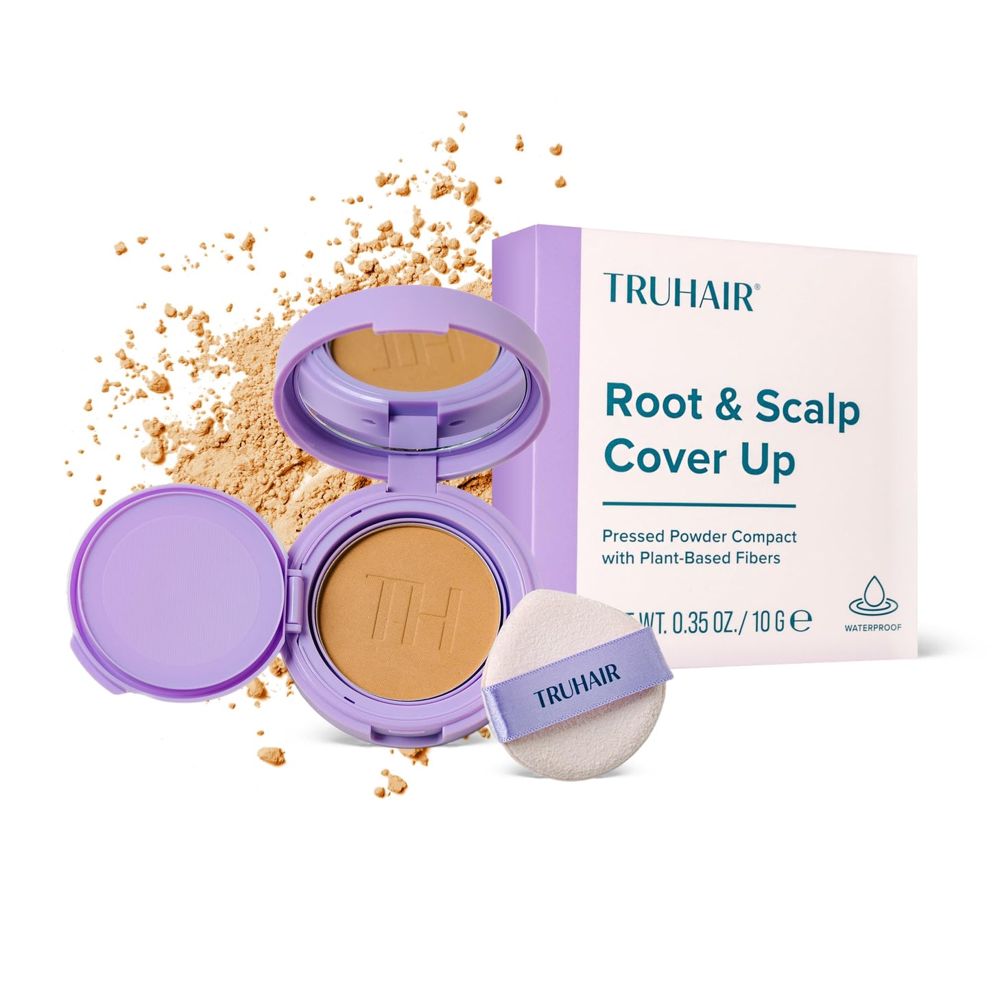 TRUHAIR Root & Scalp Cover Up Pressed Powder Compact, Waterproof Hair Coverage for Gray Roots and Thinning Areas, 0.35 Oz (Blonde)
