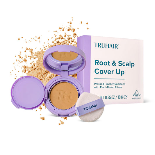 TRUHAIR Root & Scalp Cover Up Pressed Powder Compact, Waterproof Hair Coverage for Gray Roots and Thinning Areas, 0.35 Oz (Blonde)