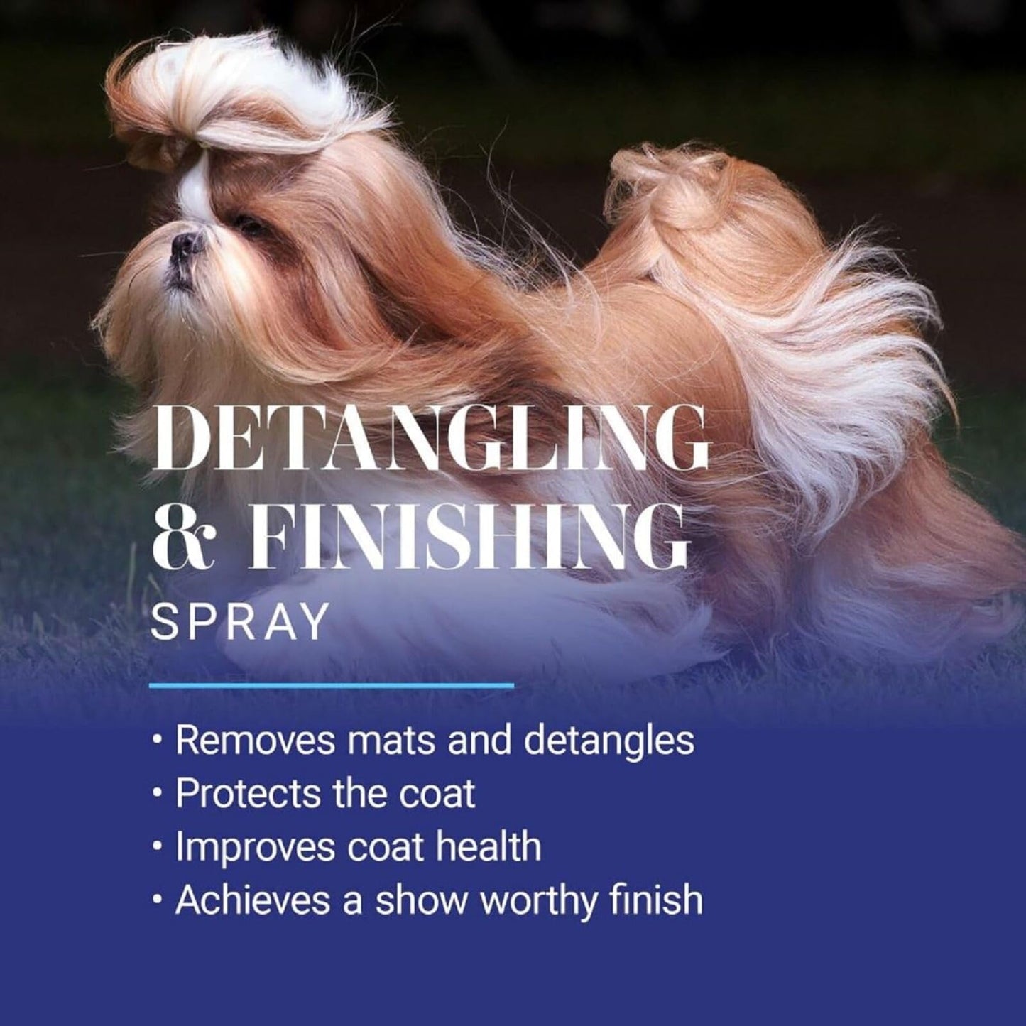 Chris Christensen Ice on Ice Dog Detangler & Finishing Spray – Ready to Use, Conditions, Prevents Residue, All Coat Types, Professional Grooming, 16oz, USA Made