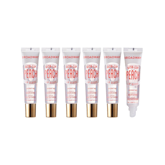 Ruby Kisses Broadway Vita-Lip Clear Lip Gloss (Peach 6 Pack), Ultra-Hydrating & Soothing Formula with Vitamin Oils, High-Shine Non-Sticky Finish Beauty & Personal Care Ruby Kisses
