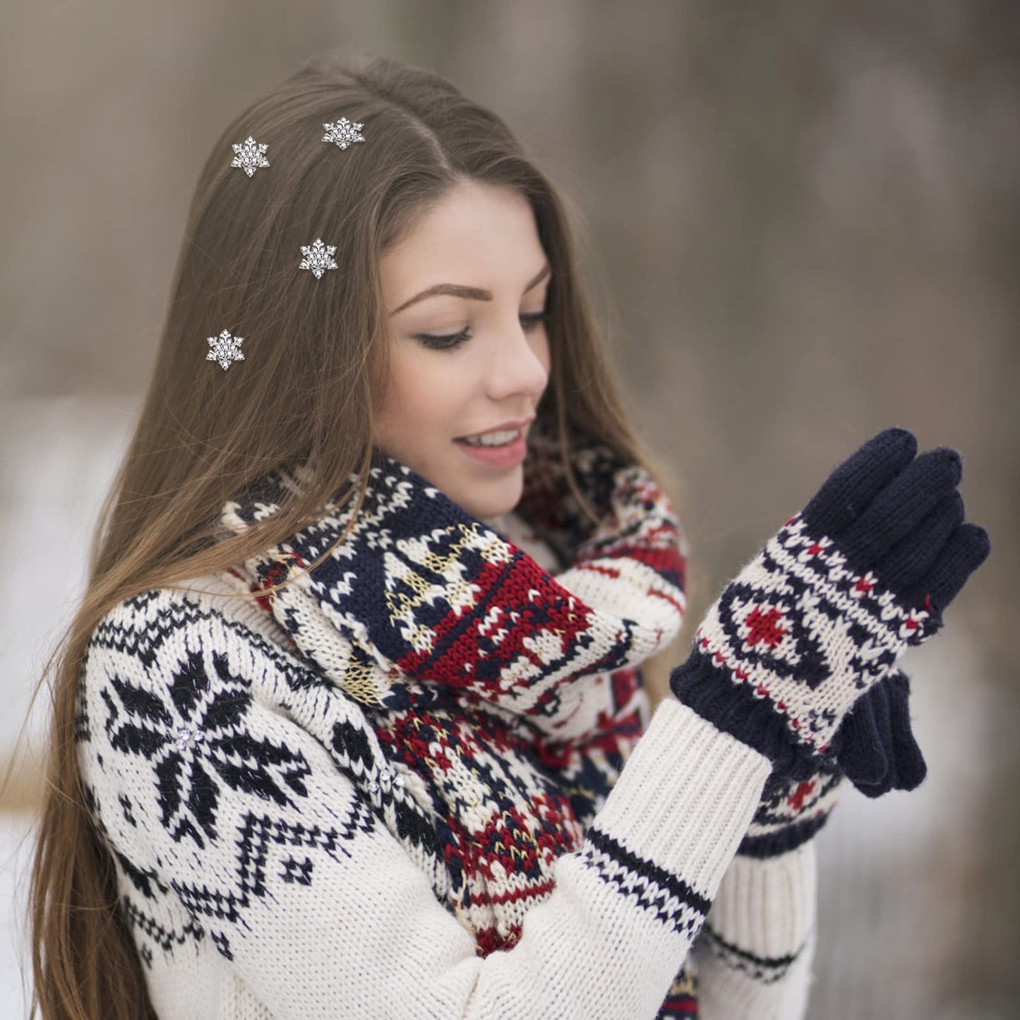 Lurrose 10pcs Spiral Hair Clips Crystal Spiral Hairpins Snowflake Hair Clips Crystal Hair Accessories for Women Bridesmaid Girls Bride