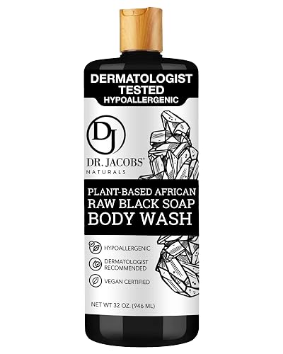 Dr Jacobs Naturals Authentic African Raw Black Soap, All-In-One Cleanser for Face Wash, Sensitive Skin Body Wash, Shampoo, Shaving Soap | Shea Butter