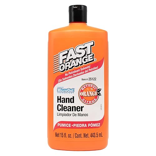 Fast Orange 25122 Pumice Lotion, Heavy Duty Hand Cleaner, Natural Citrus Scent, Waterless Cleaner For Mechanics, Strong Grease Fighter, 15 oz