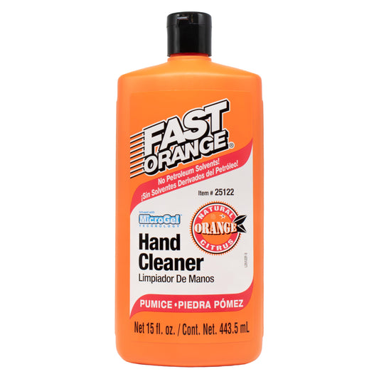Fast Orange 25122 Pumice Lotion, Heavy Duty Hand Cleaner, Natural Citrus Scent, Waterless Cleaner For Mechanics, Strong Grease Fighter, 15 oz