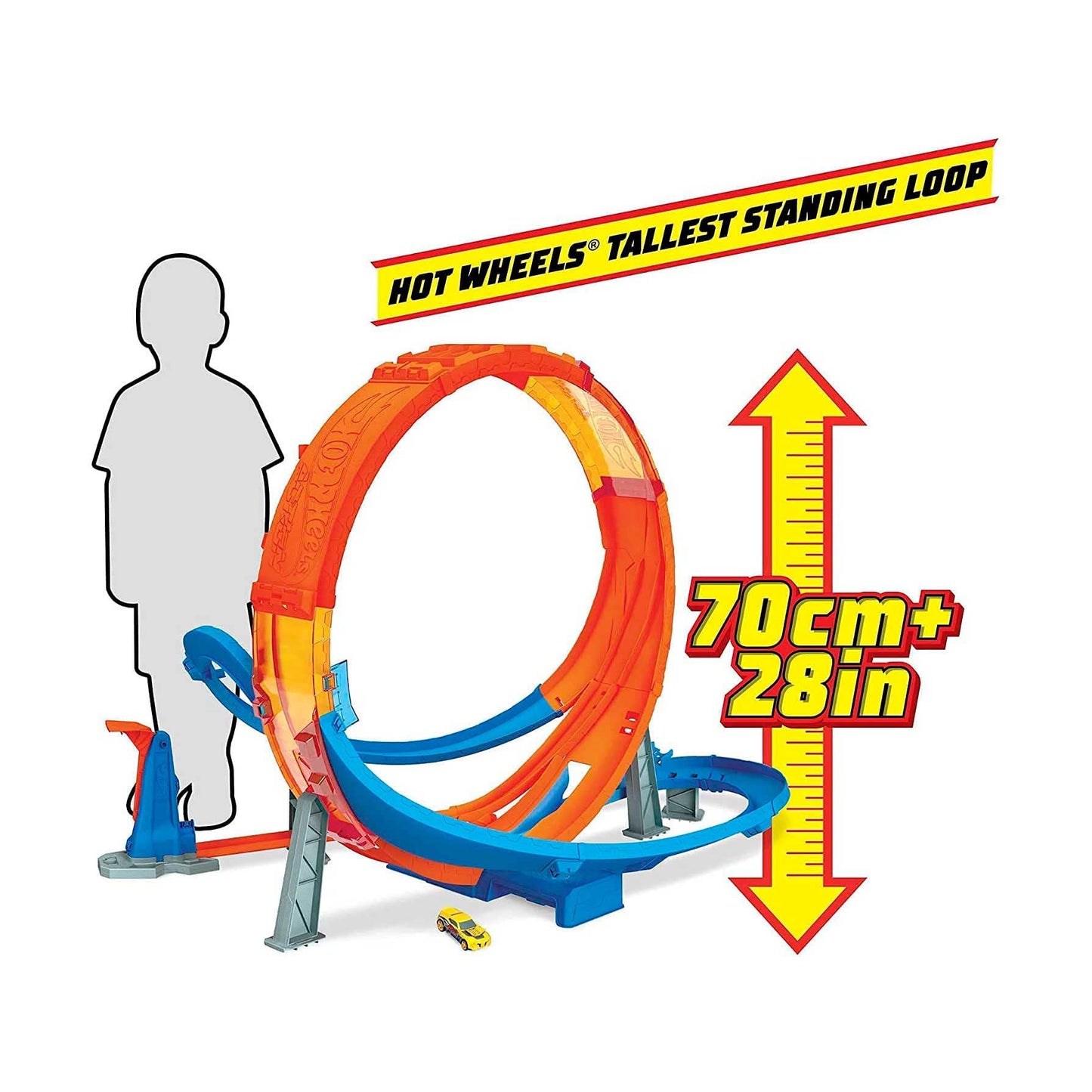 Hot Wheels Massive Loop Mayhem Track Set with Huge 28-Inch Wide Track Loop Slam Launcher, Battery Box & 1 1:64 Scale Car, Designed for Multi-Car…