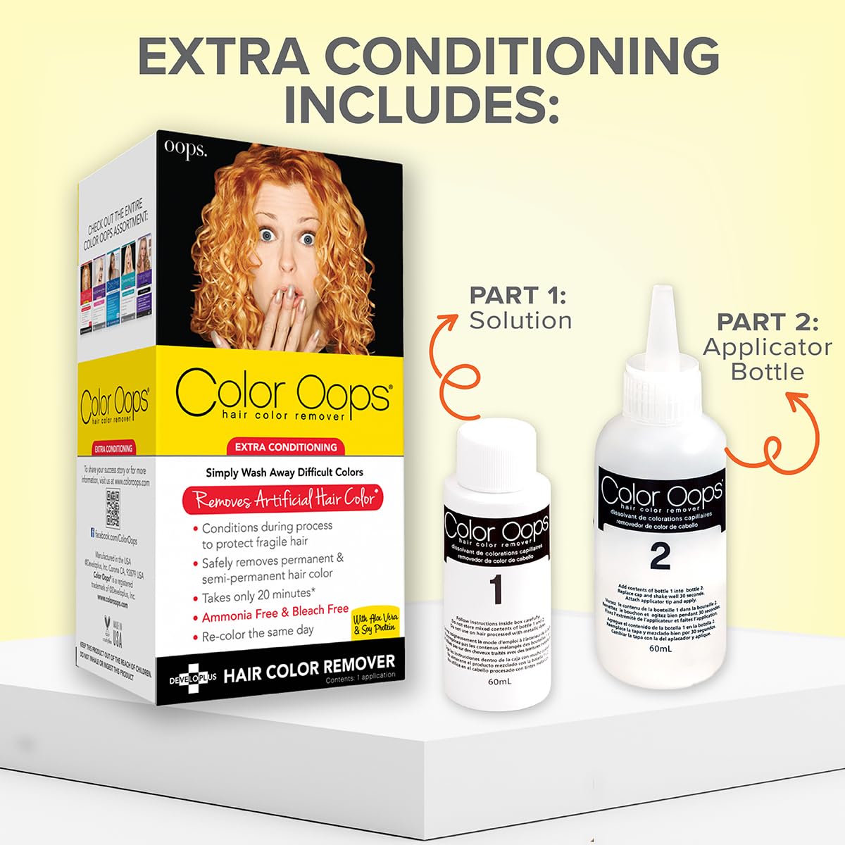 Color Oops Extra Conditioning Hair Color Remover, 1 Application, Hair Dye Remover Processes in 20 Minutes, Safely Removes Permanent & Semi-Permanent