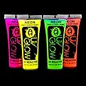 UV Glow Blacklight Face and Body Paint 0.34oz - Neon Fluorescent (0.34 Fl Oz (Pack of 4))