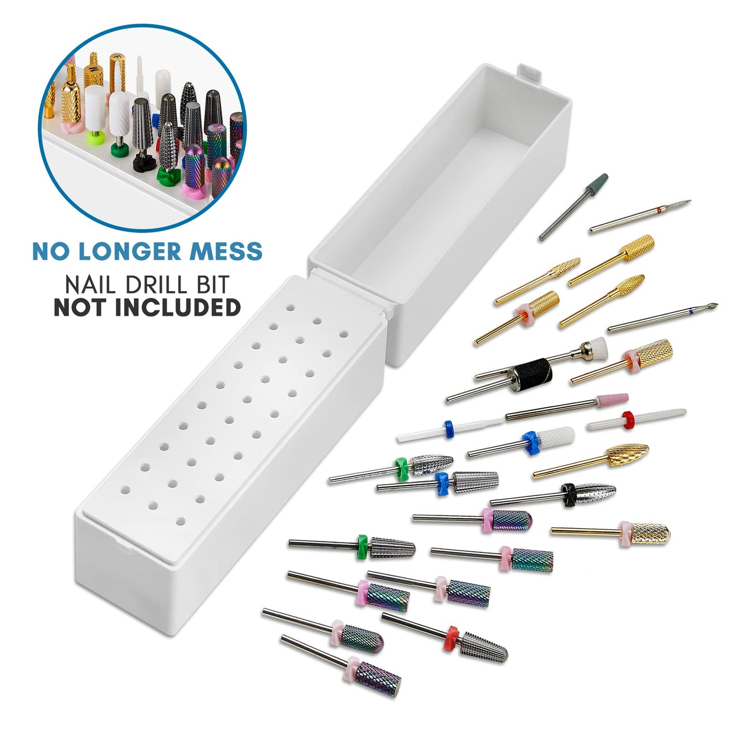 Makartt Nail Drill Bits Holder,Dustproof Stand Displayer Organizer Container Case 30 Holes drill bit holder nail tech Professional Nail art Tools(Not