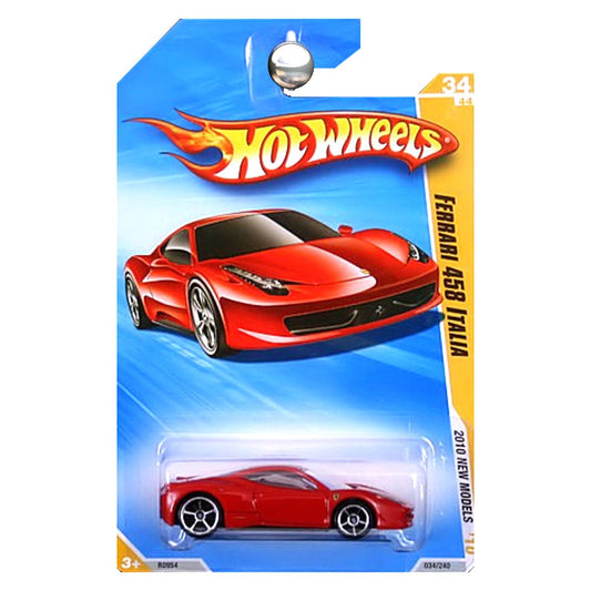 Hot Wheels 2010 Ferrari 458 Italia 034/240, '10 New Models 1:64 Scale Collectible Die Cast Car