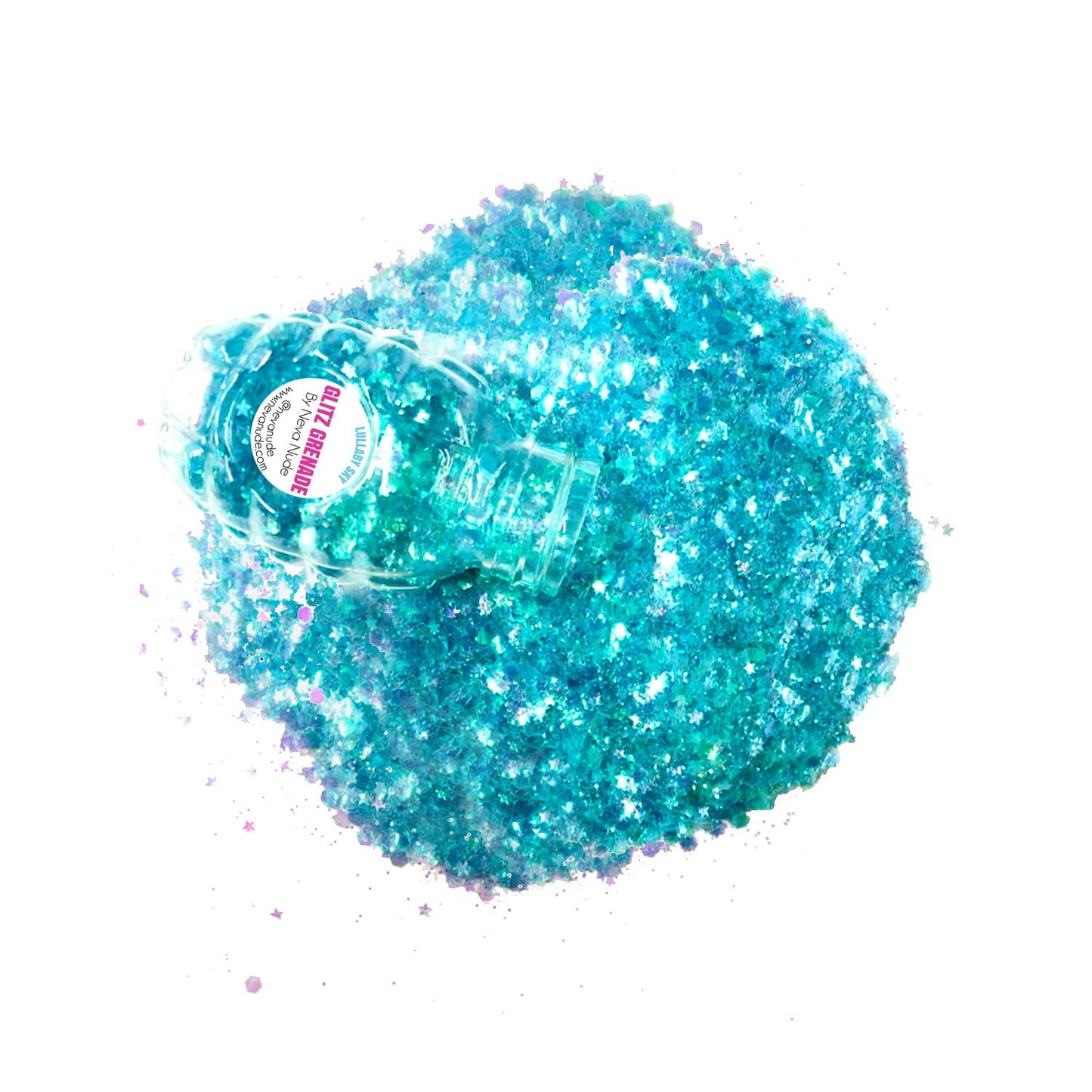 Neva Nude Face and Body Glitter Keychain - Chunky Loose Glitter for Festivals, Raves, and More | Cosmetic Grade | Super Sparkly (Lullaby Sky