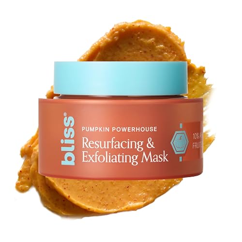 Bliss Pumpkin Powerhouse & Resurfacing Enzyme Mask - 10% AHA Pumpkin Blend with Prebiotics and Hyaluronic Acid for Smooth, Glowing Skin - Vegan