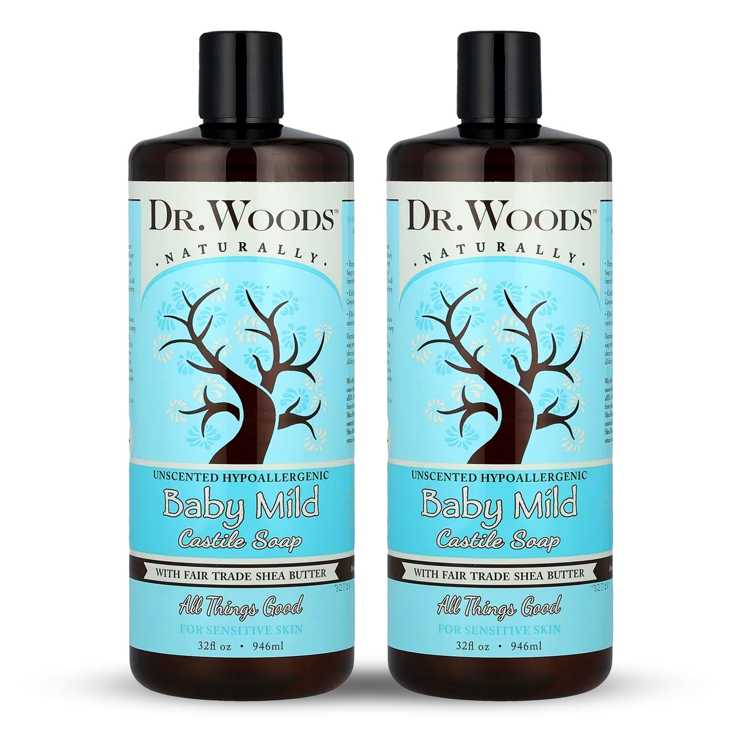Dr. Woods Unscented Baby Mild Liquid Castile Soap - Gentle Cleanser Made with Organic Shea Butter, Natural Soap for Sensitive Skin, Paraben, Sulfate