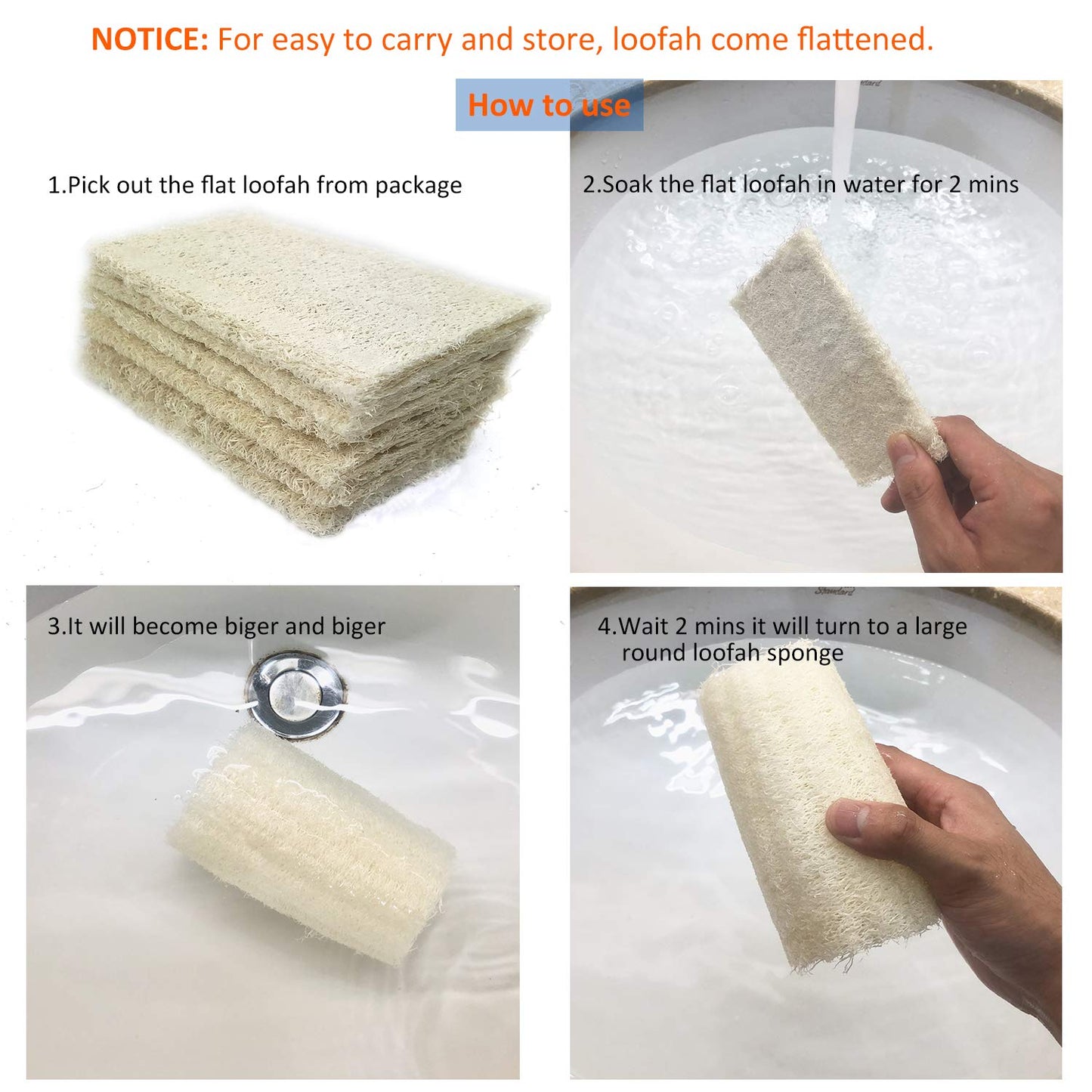 MAYMII·Home 100% Large (5" Length) Nature 6 Pack of Organic Loofahs Loofah Spa Exfoliating Scrubber Natural Luffa Body Wash Sponge Remove Dead Skin