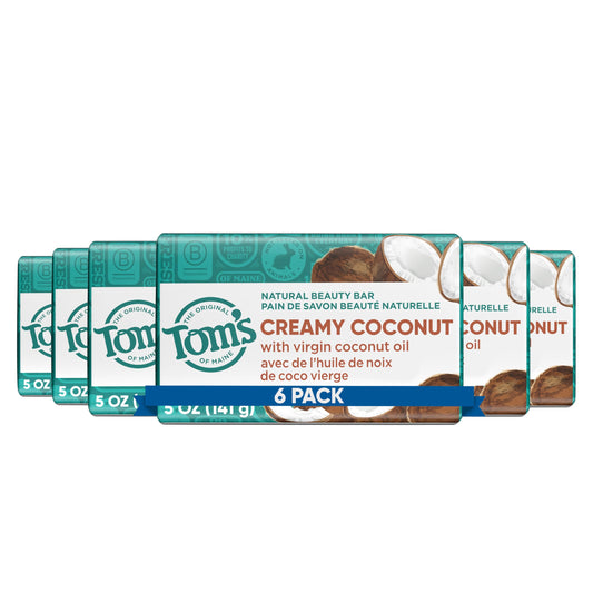 Tom's of Maine Natural Beauty Bar Soap, Creamy Coconut With Virgin Coconut Oil, 5 oz. 6-Pack (Packaging May Vary) Beauty & Personal Care Tom's of Maine