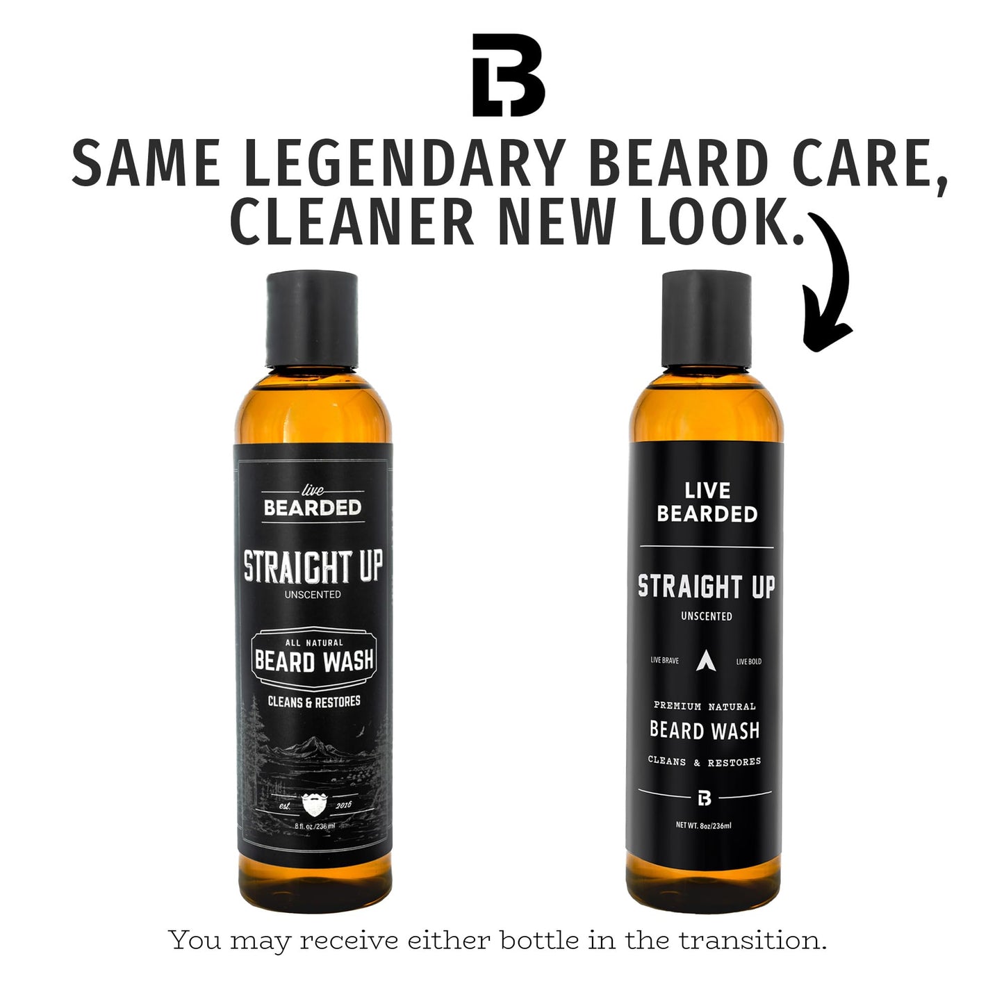 Live Bearded Beard Wash, 8 fl oz - Water-Based Face Cleanser with All-Natural Ingredients for a Gentle, Deep Clean - Made in the USA | Straight Up
