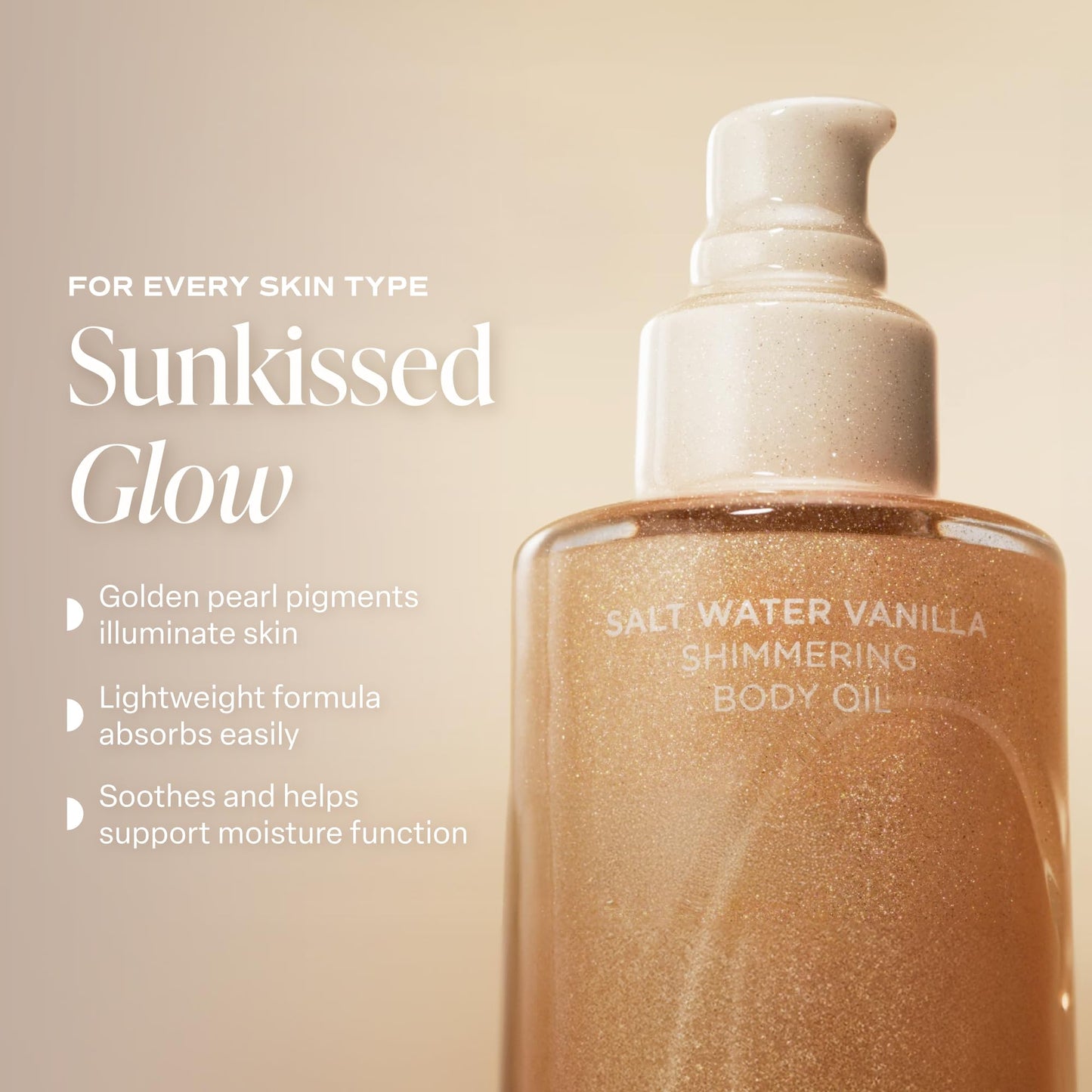 Saltair Shimmering Body Oil - Scented Dry Oil Moisturizer with Light-Reflecting Pearl Pigments - Moisturizing Glow for All Skin Types - Salt Water Beauty and Personal Care Saltair
