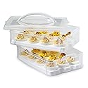 Snapware (2-Layer, 24 Eggs) Plastic Detachable Deviled Egg Carrier Storage Container With Lid and Handle, Freezer Dishwasher Microwave Safe