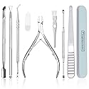 Pingispower Cuticle Trimmer with Cuticle Pusher Set, 9PCS Professional Cuticle Nippers & Premium Stainless Steel Durable Cuticle Remover Tool Manicure