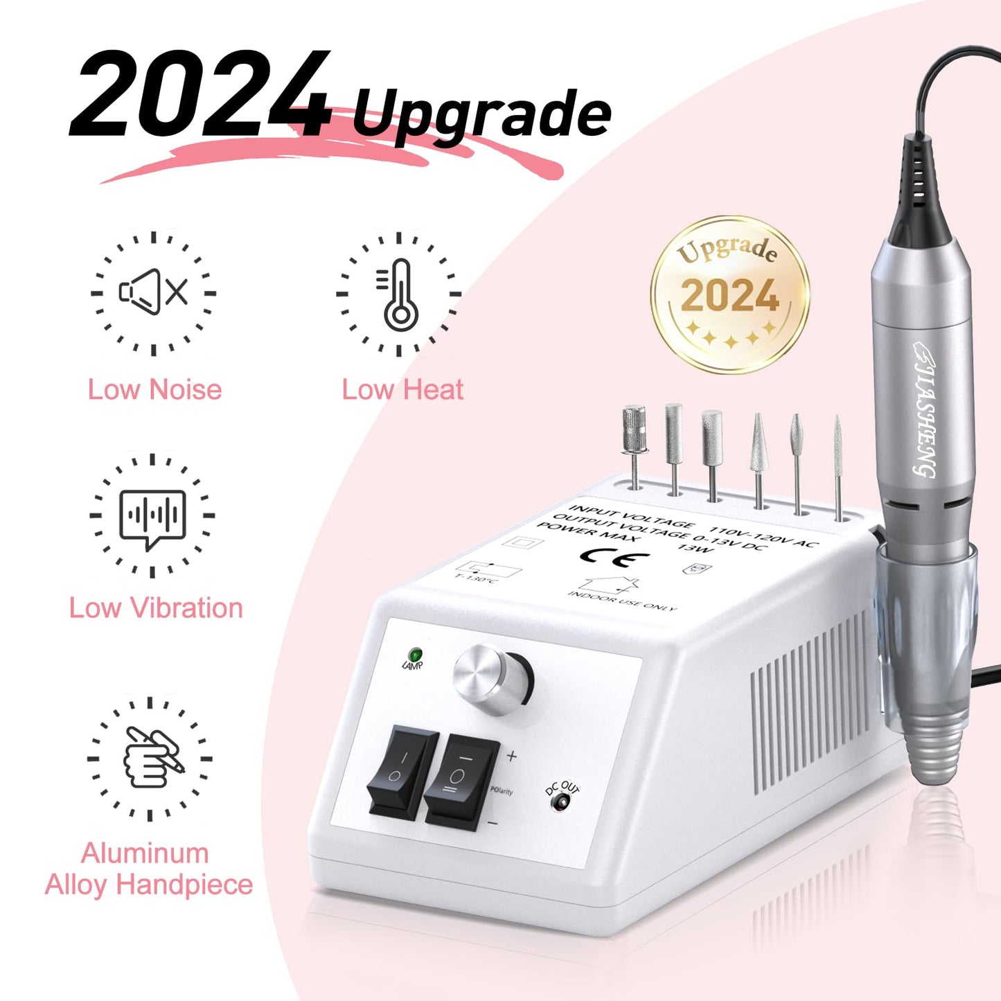 Jiasheng Professional Nail Drill, 20000rpm Electric Nail Drill Machine, Electronic Nail File Drills for Acrylic Nails Gel Nails Manicure Pedicure