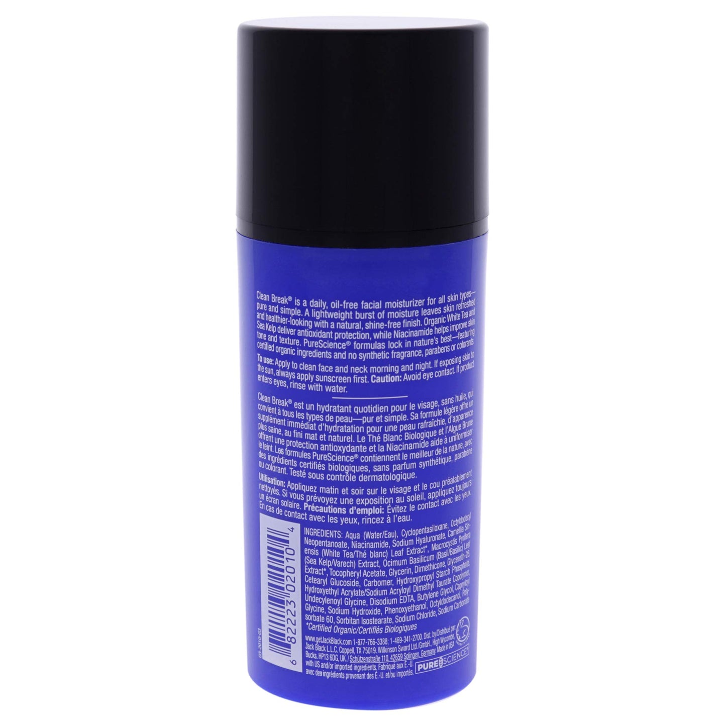 Jack Black Clean Break Oil-Free Moisturizer, 3.3 Fl. Oz - Face Moisturizer for Men, Face Lotion, Daily Moisturizer for Face, Skin Moisturizer Face
