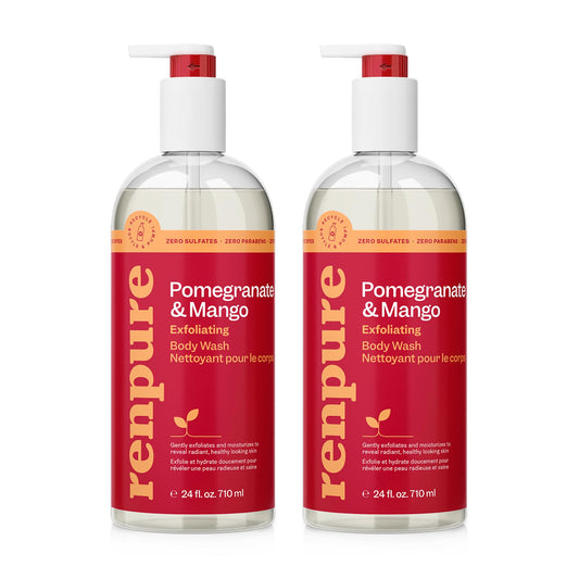 Renpure Pomegranate & Mango Exfoliating Body Wash - Cleanses, Exfoliates, Moisturizes & Rejuvenates Skin - For All Skin Types - Pomegranate Extract Beauty & Personal Care RENPURE