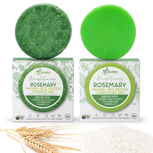 Solid Rice Protein Water Shampoo & Conditioner Hair Soap - Shampoo and Conditioner Bars For Hair With All Natural Plant Based Essential Oils And Zero