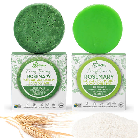 Solid Rice Protein Water Shampoo & Conditioner Hair Soap - Shampoo and Conditioner Bars For Hair With All Natural Plant Based Essential Oils And Zero