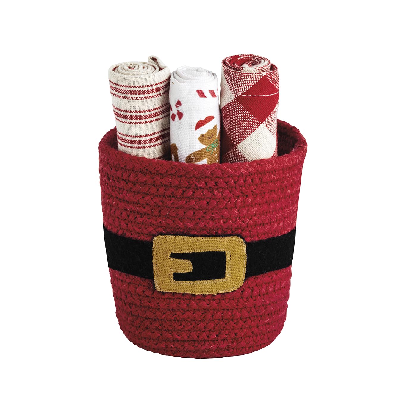 Mud Pie Christmas Santa Christmas Towel Basket Set